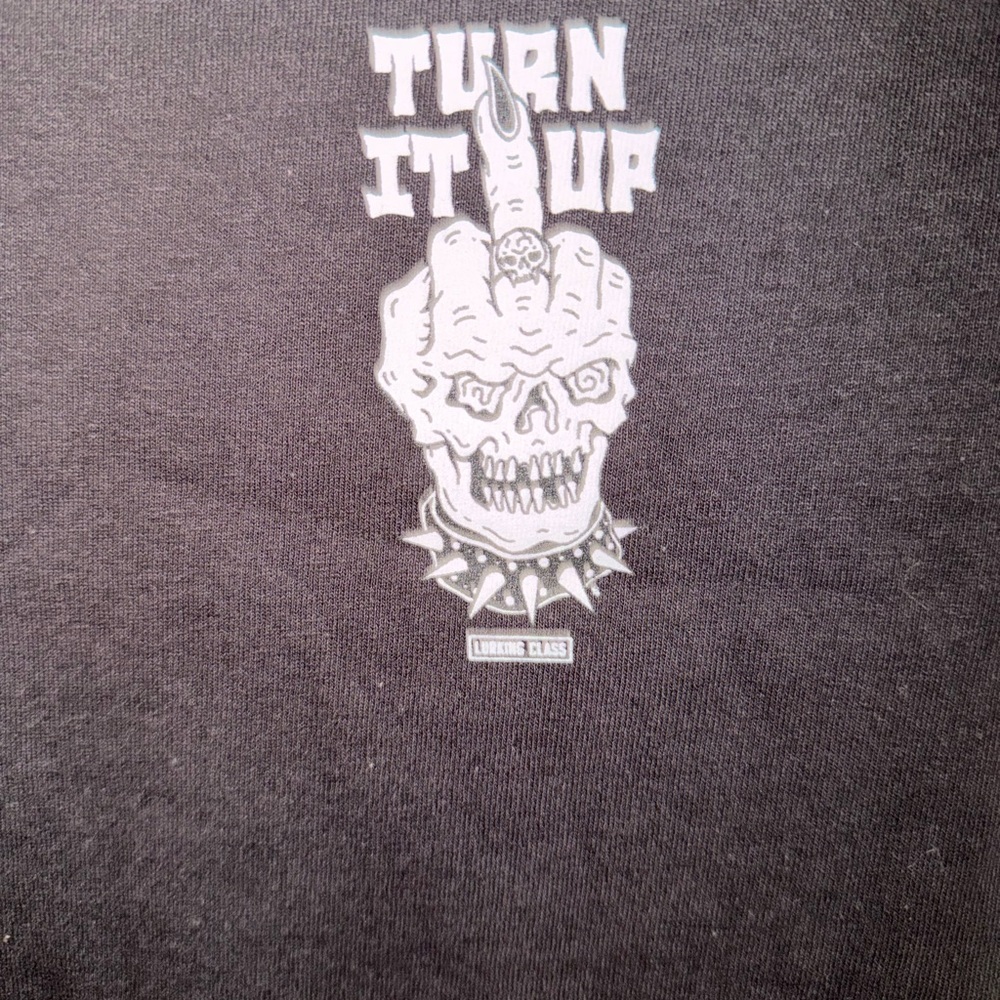 Lurking Class “Turn It Up” Skull Graphic T-Shirt Black Size Small NWOT - Picture 2 of 5